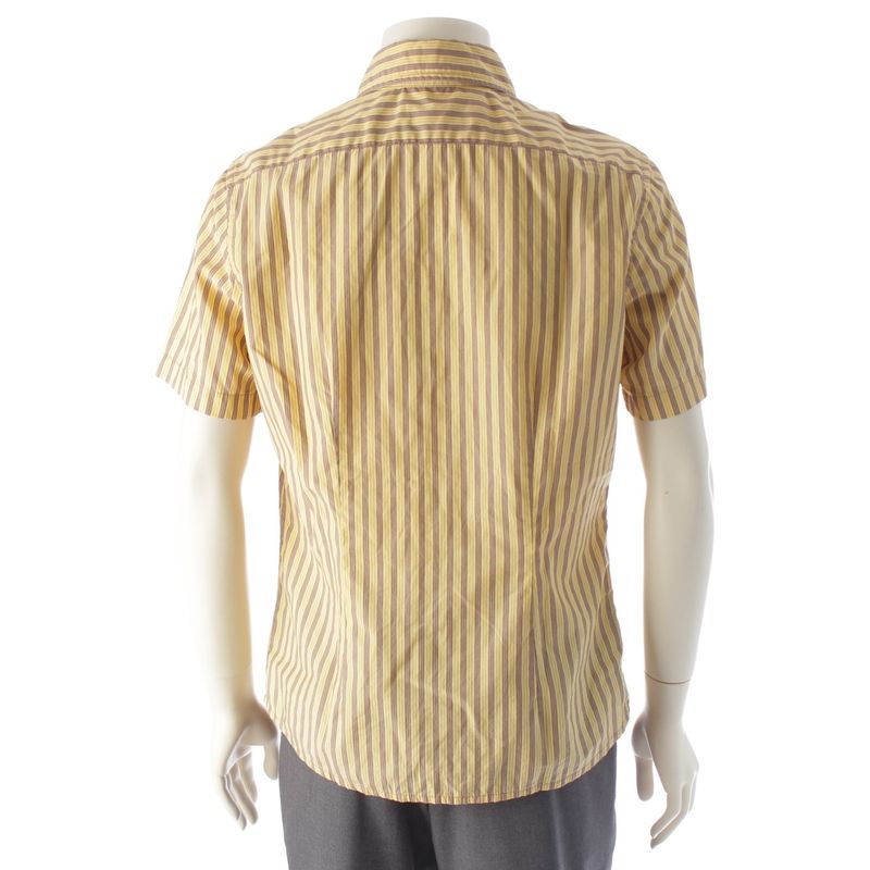 Prada Sport 90s-00s Cotton Archival Stripe Short Sleeve Shirt Top Yellow L