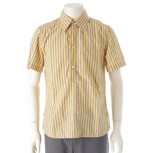 Prada Sport 90s-00s Cotton Archival Stripe Short Sleeve Shirt Top Yellow L