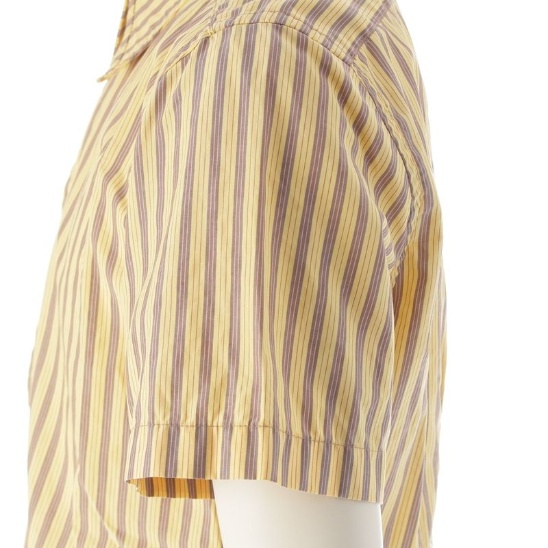Prada Sport 90s-00s Cotton Archival Stripe Short Sleeve Shirt Top Yellow L