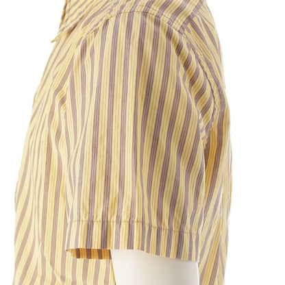 Prada Sport 90s-00s Cotton Archival Stripe Short Sleeve Shirt Top Yellow L