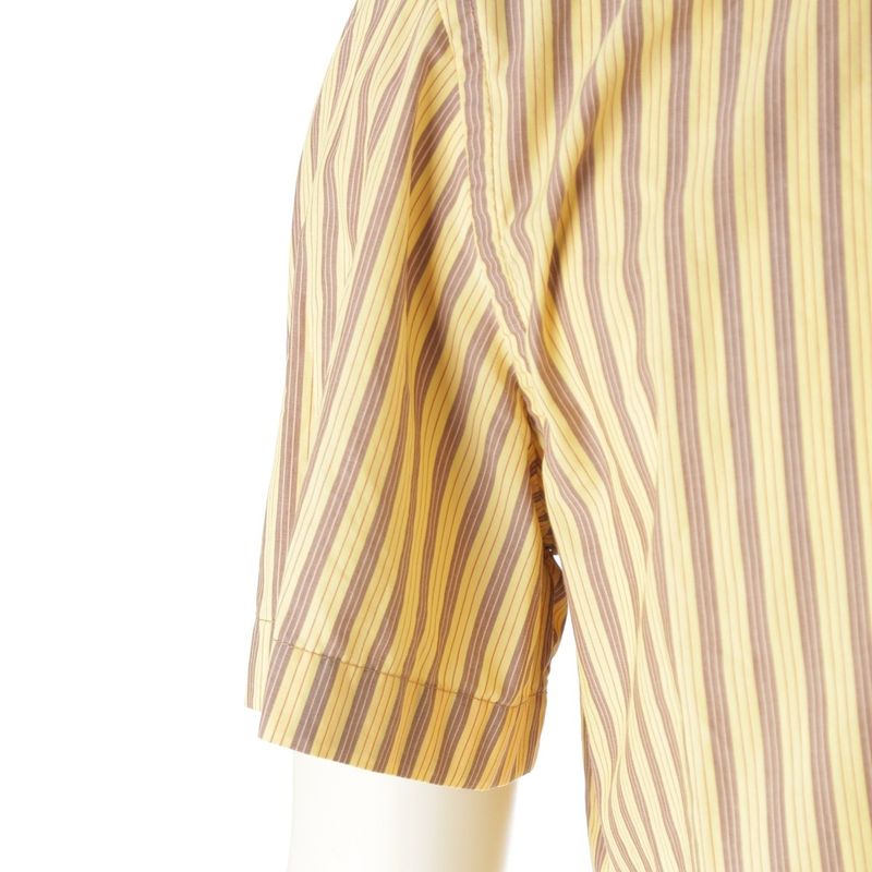 Prada Sport 90s-00s Cotton Archival Stripe Short Sleeve Shirt Top Yellow L