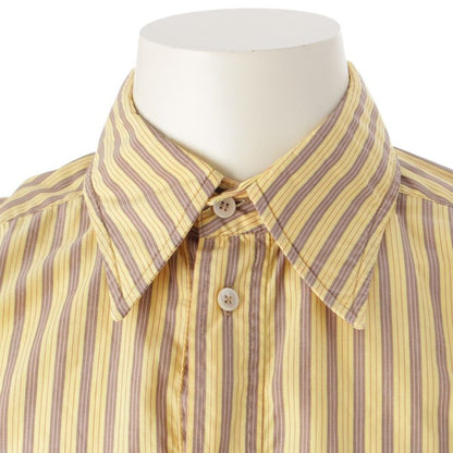 Prada Sport 90s-00s Cotton Archival Stripe Short Sleeve Shirt Top Yellow L