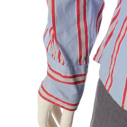 Prada Archive Striped Zip Up Shirt Blouson Light Blue Red M