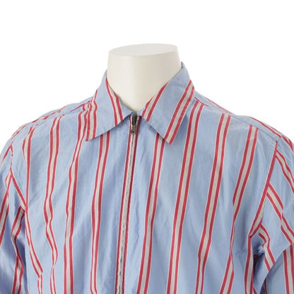 Prada Archive Striped Zip Up Shirt Blouson Light Blue Red M