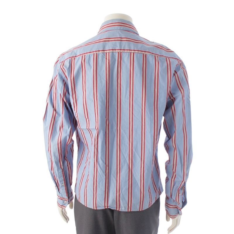 Prada Archive Striped Zip Up Shirt Blouson Light Blue Red M