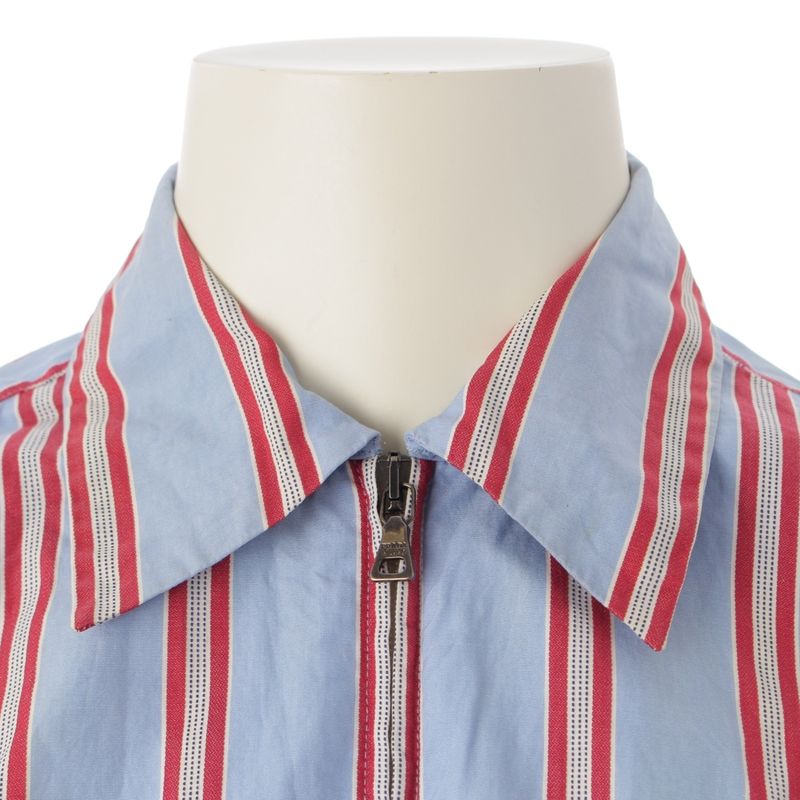 Prada Archive Striped Zip Up Shirt Blouson Light Blue Red M