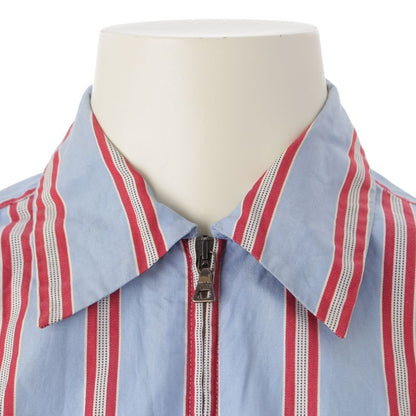 Prada Archive Striped Zip Up Shirt Blouson Light Blue Red M
