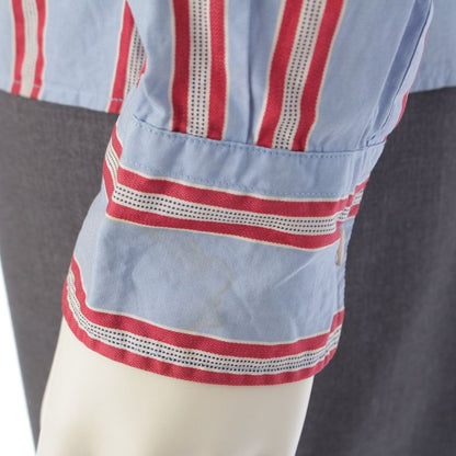 Prada Archive Striped Zip Up Shirt Blouson Light Blue Red M