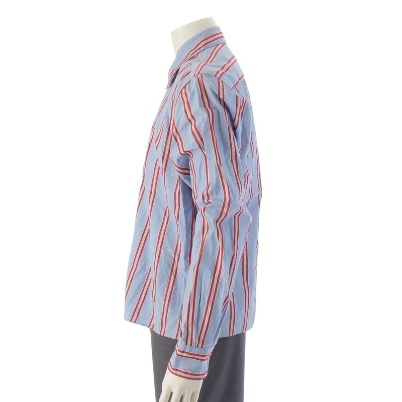 Prada Archive Striped Zip Up Shirt Blouson Light Blue Red M