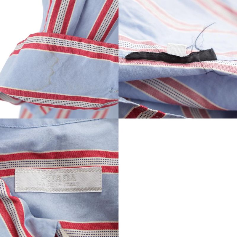 Prada Archive Striped Zip Up Shirt Blouson Light Blue Red M