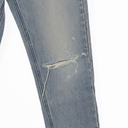 Celine 19 Cutoff Damaged Denim Pants Jeans N118 635e Blue Indigo 25