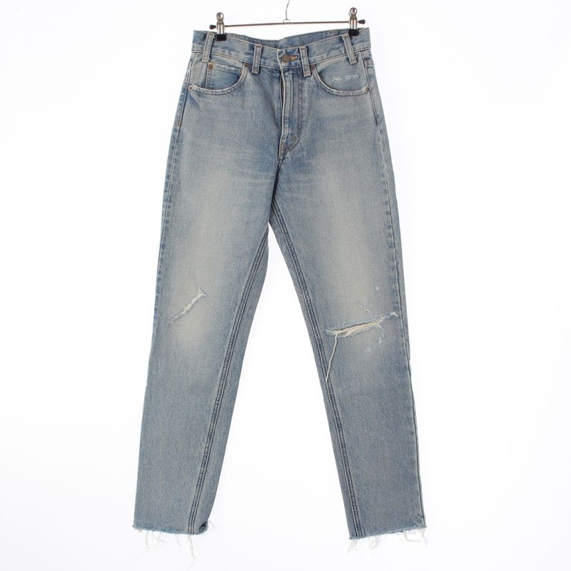 Celine 19 Cutoff Damaged Denim Pants Jeans N118 635e Blue Indigo 25