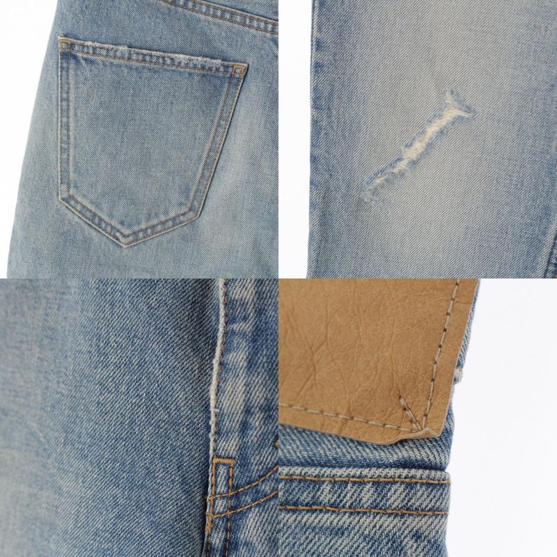 Celine 19 Cutoff Damaged Denim Pants Jeans N118 635e Blue Indigo 25