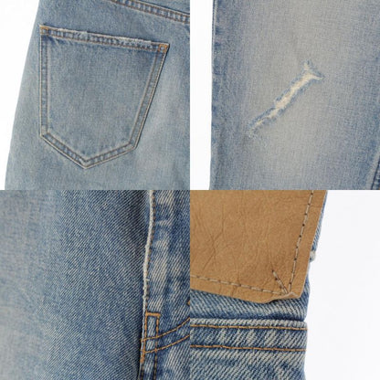 Celine 19 Cutoff Damaged Denim Pants Jeans N118 635e Blue Indigo 25