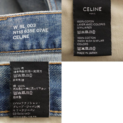 Celine 19 Cutoff Damaged Denim Pants Jeans N118 635e Blue Indigo 25