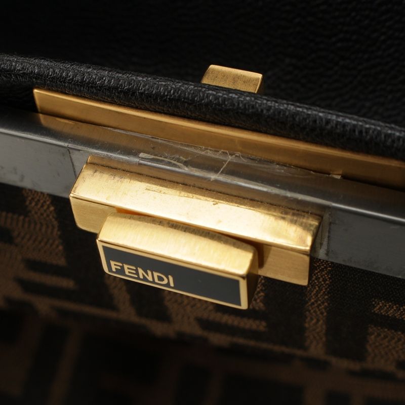 Fendi Peekaboo Kid Calf Leather Large 2way Handbag 8bn210 Black