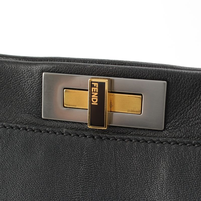 Fendi Peekaboo Kid Calf Leather Large 2way Handbag 8bn210 Black