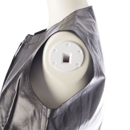 Gucci Tom Ford Period 00s Leather Long Zip Vest Black 40