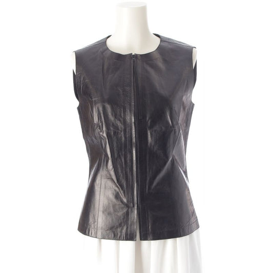 Gucci Tom Ford Period 00s Leather Long Zip Vest Black 40