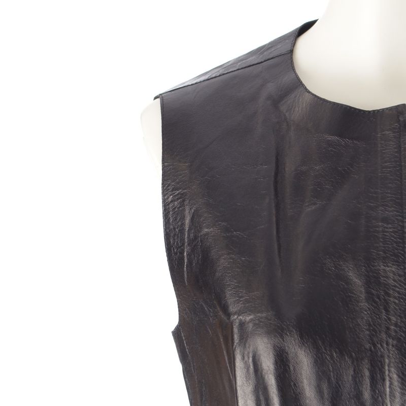 Gucci Tom Ford Period 00s Leather Long Zip Vest Black 40