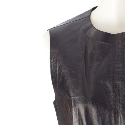 Gucci Tom Ford Period 00s Leather Long Zip Vest Black 40