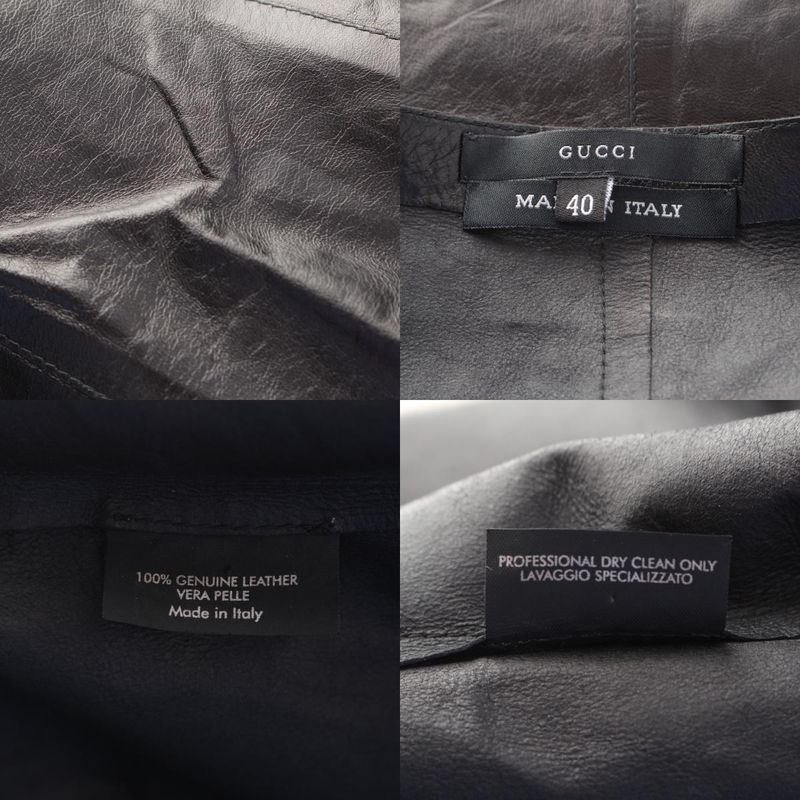 Gucci Tom Ford Period 00s Leather Long Zip Vest Black 40