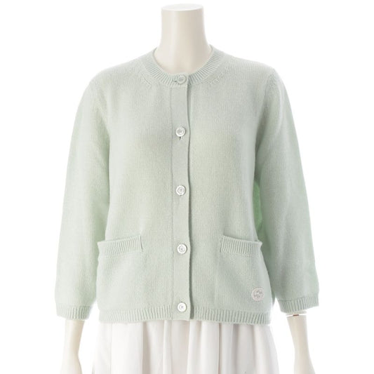 Gucci Cashmere Interlocking Embroidered Crewneck Cardigan Top 773865 Green L