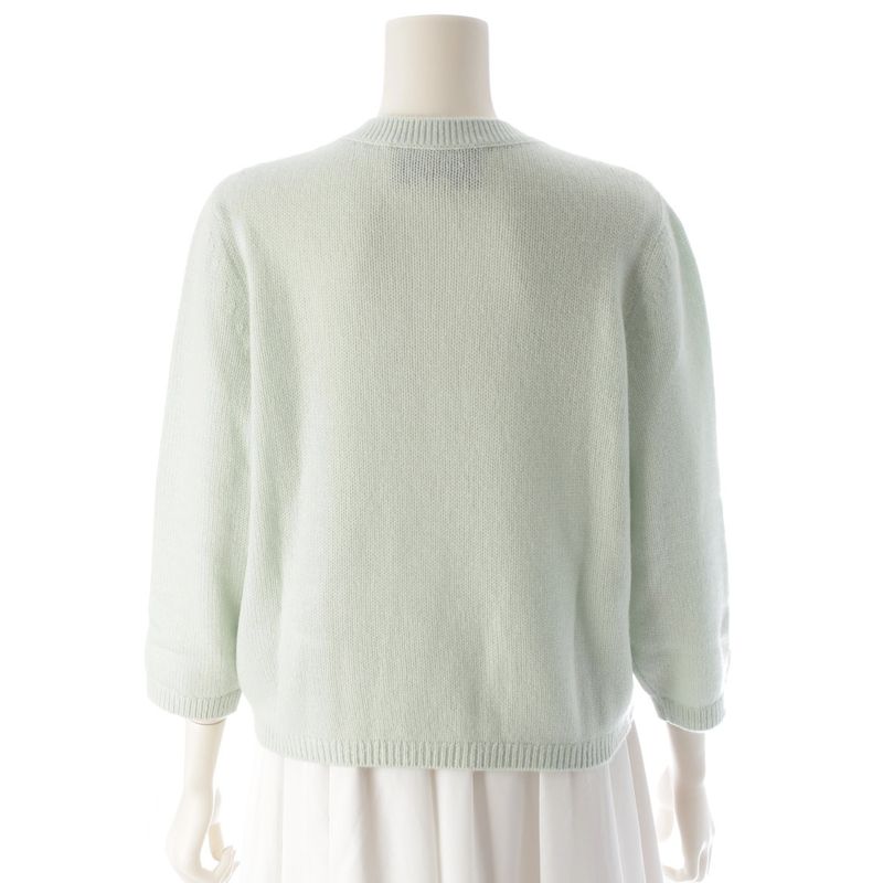 Gucci Cashmere Interlocking Embroidered Crewneck Cardigan Top 773865 Green L