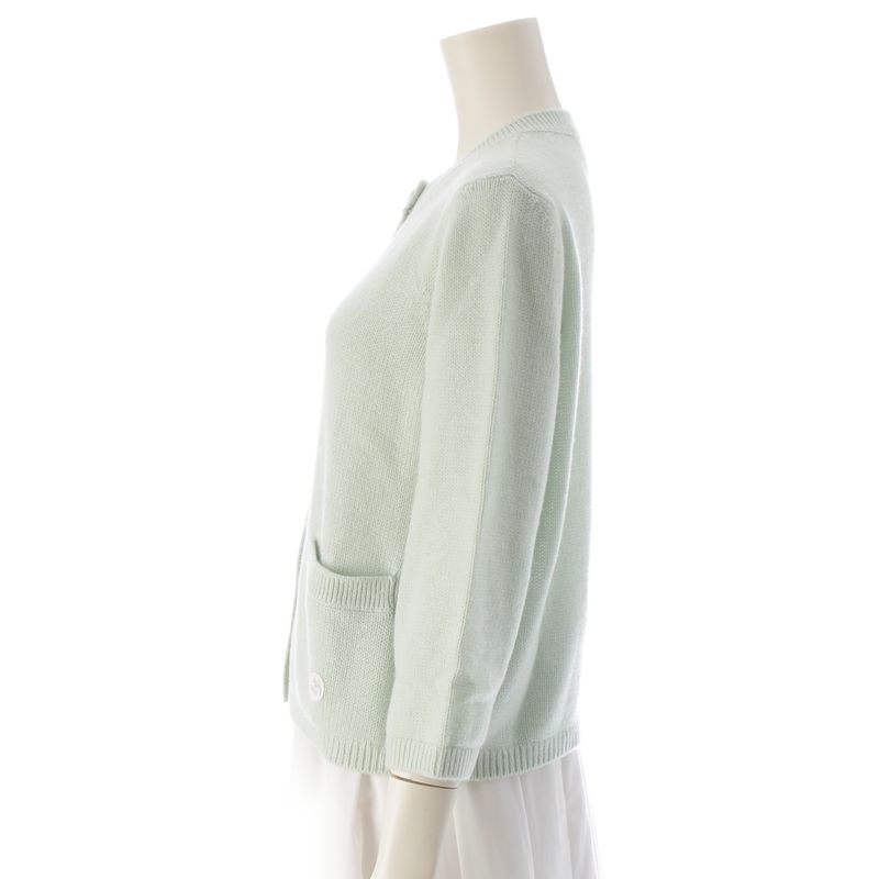 Gucci Cashmere Interlocking Embroidered Crewneck Cardigan Top 773865 Green L