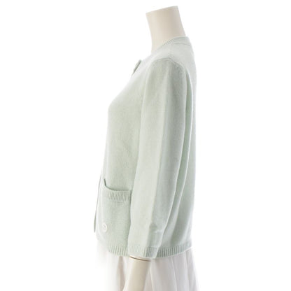 Gucci Cashmere Interlocking Embroidered Crewneck Cardigan Top 773865 Green L