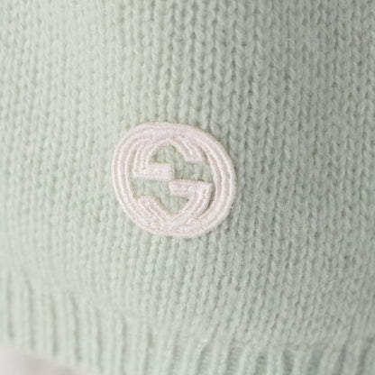 Gucci Cashmere Interlocking Embroidered Crewneck Cardigan Top 773865 Green L