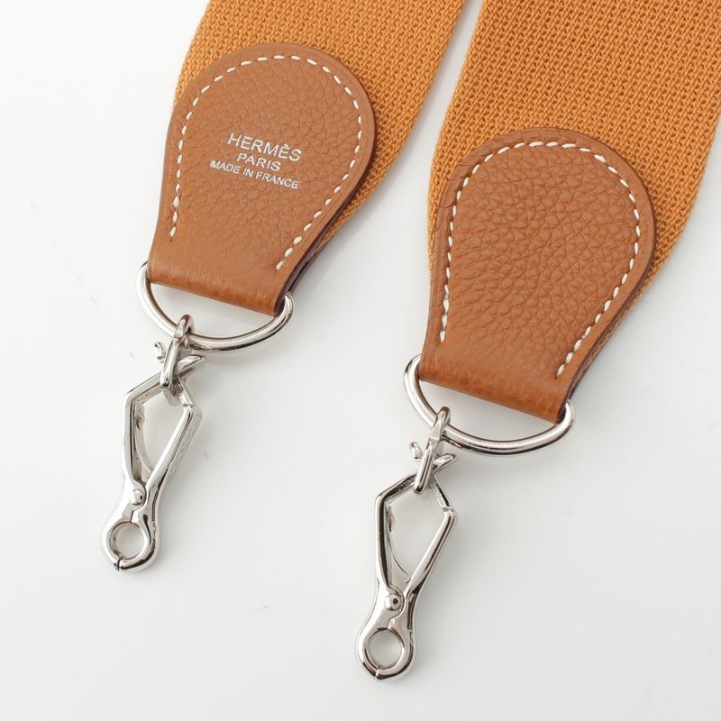 Hermes Evelyn Canvas Leather Silver Hardware Shoulder Strap Gold