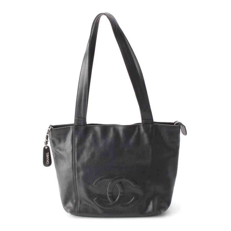 Chanel Caviar Skin Decacoco Shoulder Tote Bag Black