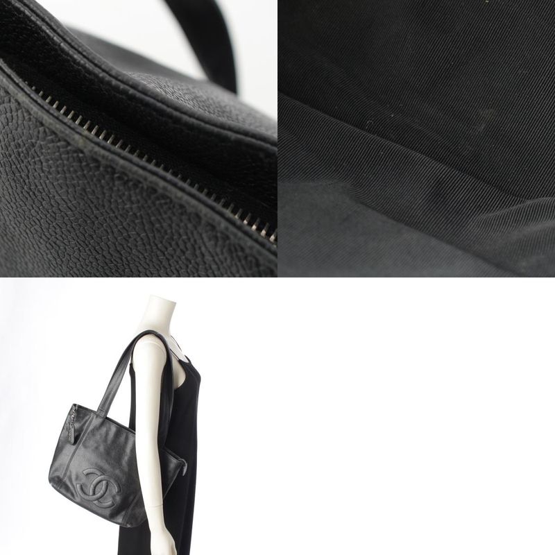 Chanel Caviar Skin Decacoco Shoulder Tote Bag Black