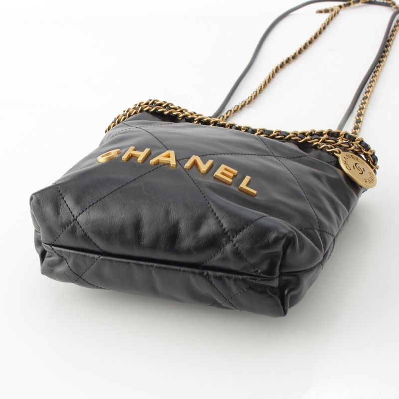 Chanel 22 Lambskin Mini Chain Shoulder Bag As3980 Black