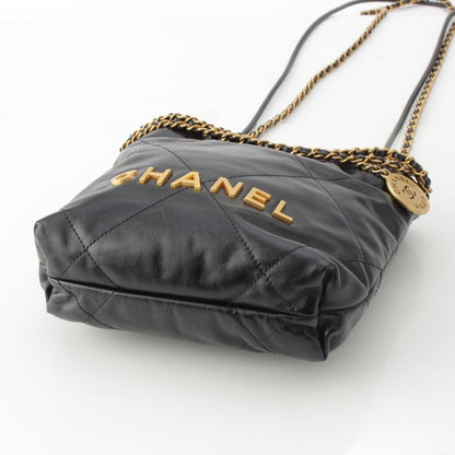 Chanel 22 Lambskin Mini Chain Shoulder Bag As3980 Black
