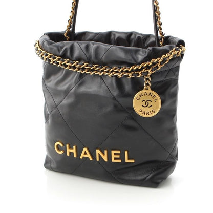 Chanel 22 Lambskin Mini Chain Shoulder Bag As3980 Black