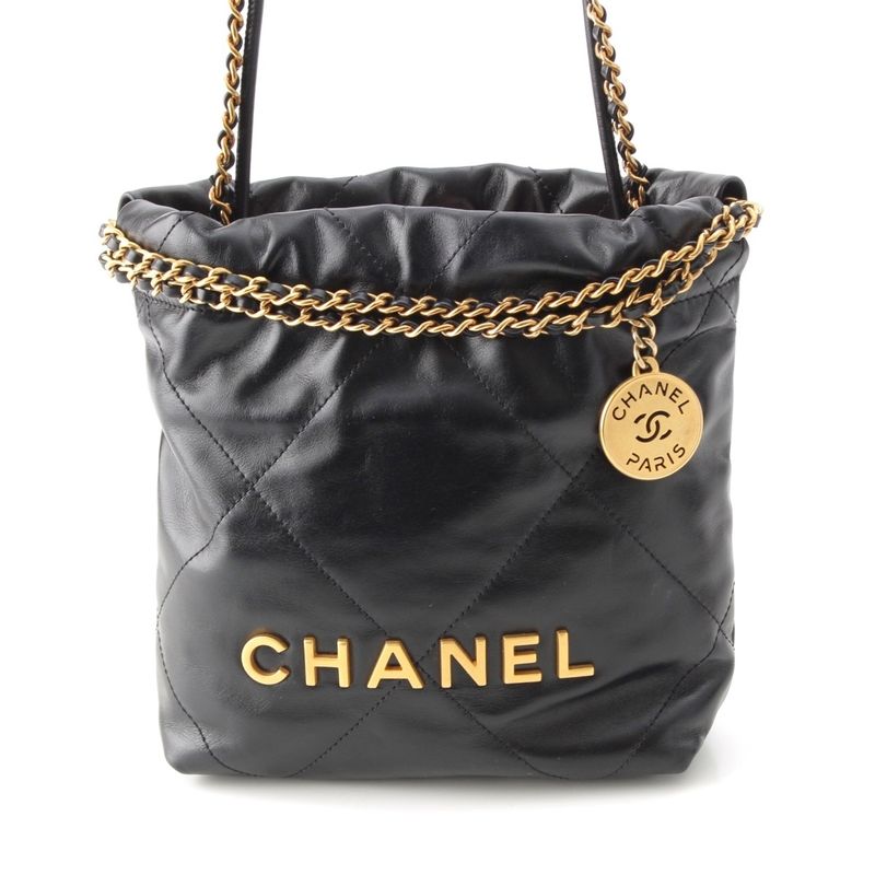 Chanel 22 Lambskin Mini Chain Shoulder Bag As3980 Black