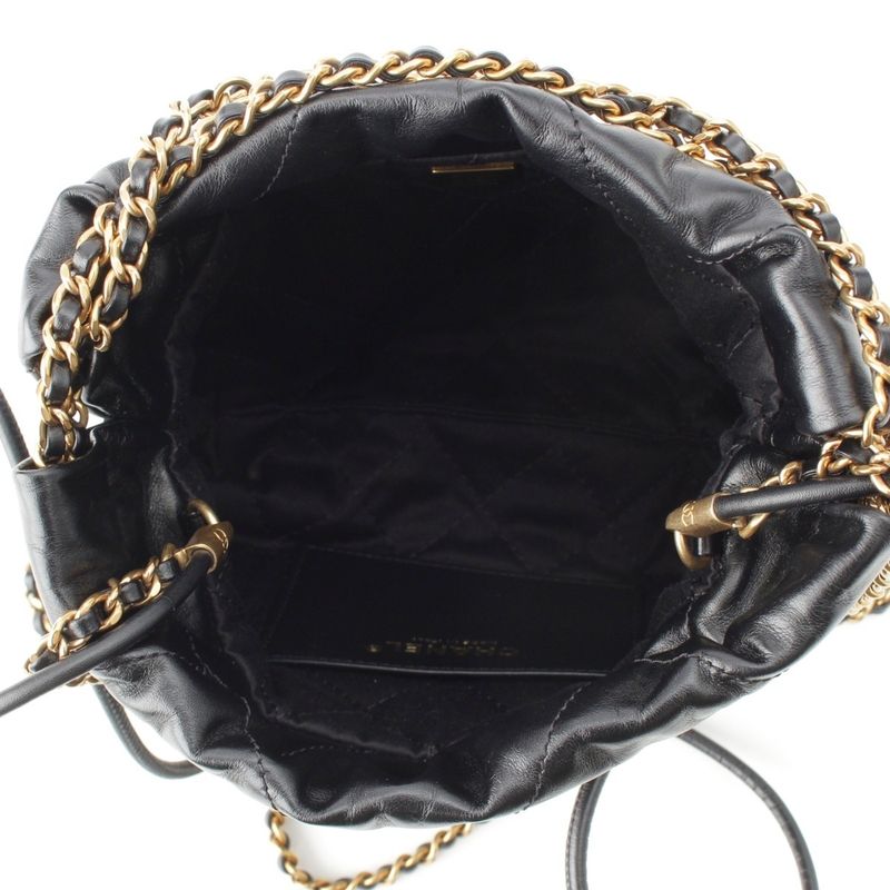 Chanel 22 Lambskin Mini Chain Shoulder Bag As3980 Black