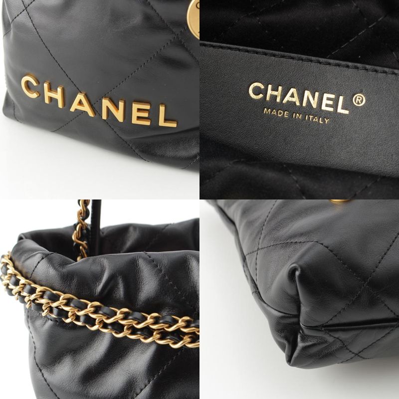 Chanel 22 Lambskin Mini Chain Shoulder Bag As3980 Black