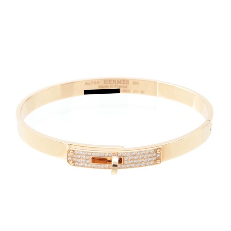 Hermes Kelly PM 750pg Diamond Bracelet Jewelry Gold 23.5g