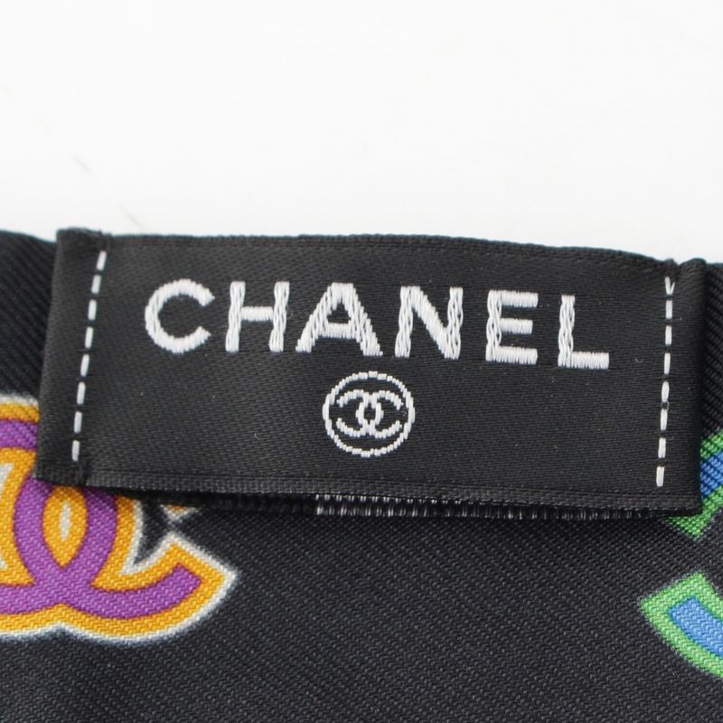 Chanel 23p Silk Headband Hair Accessory Scarf Black