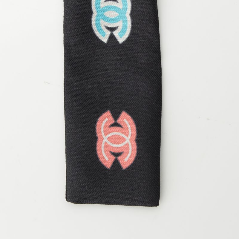 Chanel 23p Silk Headband Hair Accessory Scarf Black