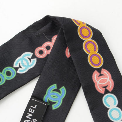 Chanel 23p Silk Headband Hair Accessory Scarf Black