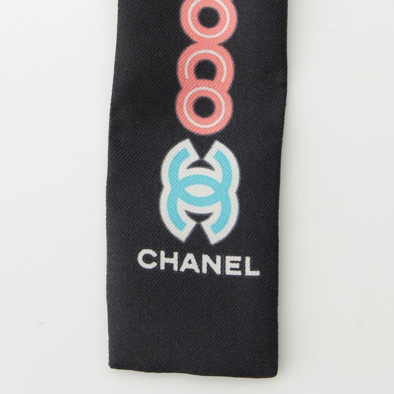 Chanel 23p Silk Headband Hair Accessory Scarf Black