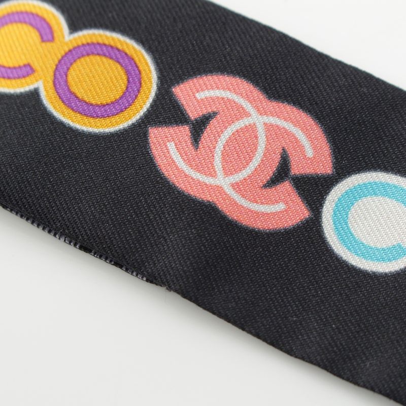 Chanel 23p Silk Headband Hair Accessory Scarf Black