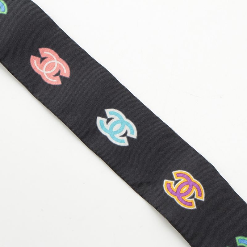 Chanel 23p Silk Headband Hair Accessory Scarf Black