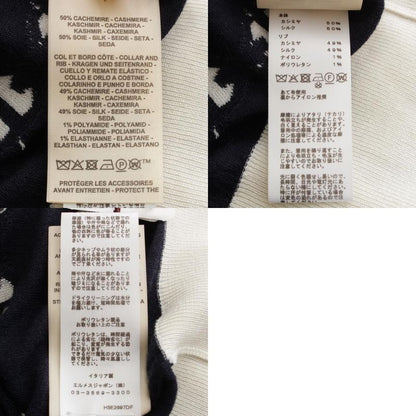 Hermes Cashmere Silk Chaine D'ancre Knit Sweater Top Navy White 36