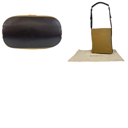 Gucci Sherry Line Camel Black Gold Hardware Canvas Leather 4286 Shoulder Bag