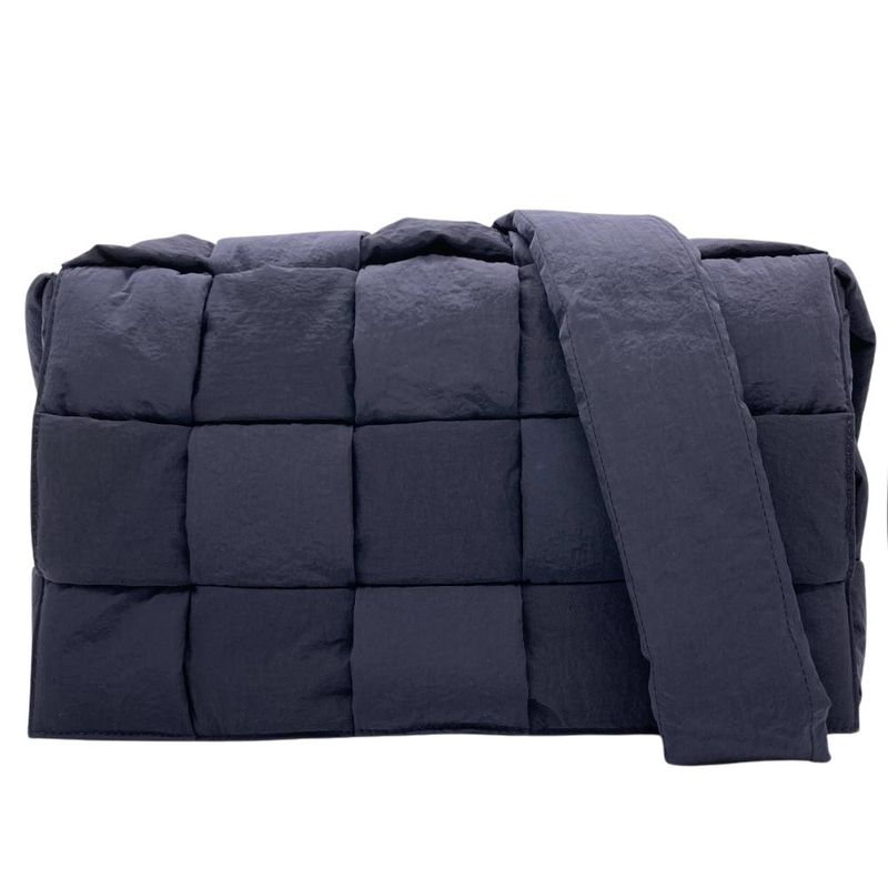 Bottega Veneta Padetto Tech Cassette Maxi Intrecciato Shoulder Bag Nylon Navy
